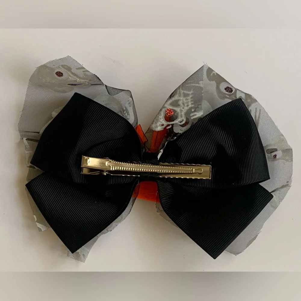 Kids Halloween Costume Hair Accessories Glitter Haunted Ghost House Skulls Bow